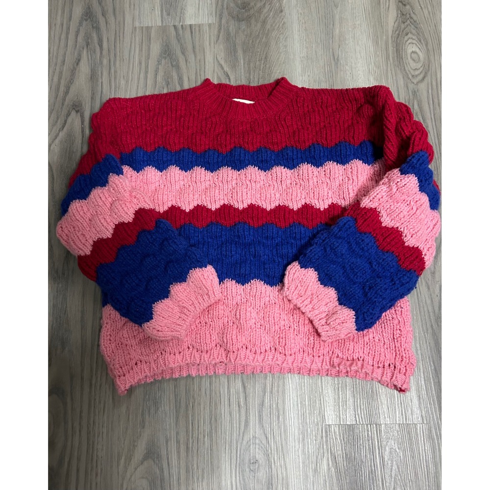 PINCH Womens Multicolor Striped‎ Wavy Knit Sweater M